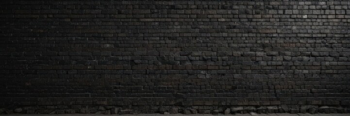 Obraz premium Black grunge brick wall, textured mortar, dark, bleak , element, chipped