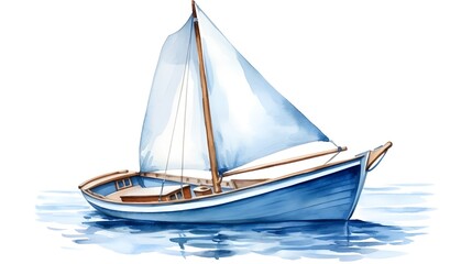 Fototapeta premium Professional Boat with Blue Sails Isolated on White Background for Nautical Design Projects