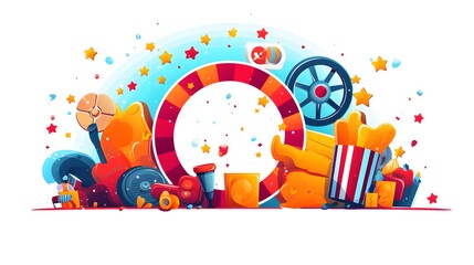 Obraz premium Professional Flat Style Circle Web Banner Design Template