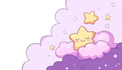 Cute star sleeping in a cloud