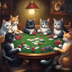  cats in a bar playing