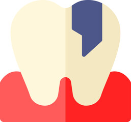 broken tooth illustration on a white background     