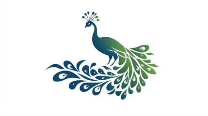 Fototapeta premium Peacock Design, Elegant Illustration, White Background