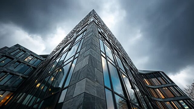 Modern office building angled perspective