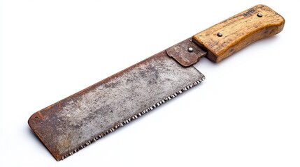 Antique Rusty Hand Saw Vintage Woodworking Tool Old Carpentry Equipment Weathered Metal Blade Classic Doityourself Repair Rustic Wooden Handle Authentic Craftsman Tool Aged Industrial Design Perfect  