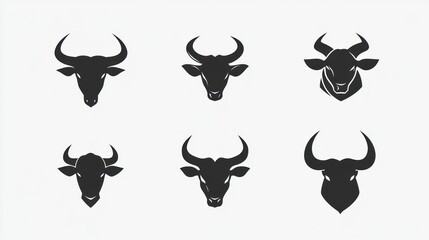 Bull Head Silhouettes Set