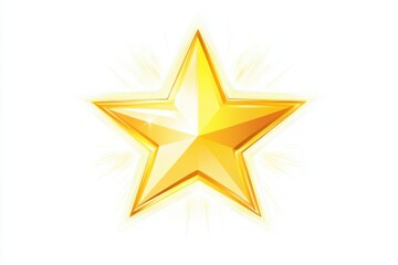 Golden five-pointed star with radiating light