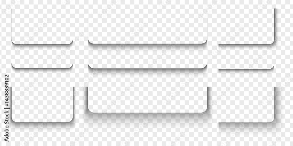 Fototapete set of rectangular packing box, web banner or card shadow effects. different realistic soft grey sha