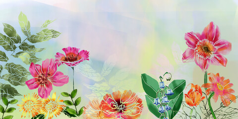 Sfondo con fiori colorati misti