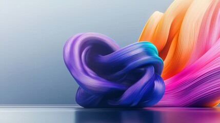 Fototapeta premium Abstract 3D Render Of Swirling Colorful Shapes With Vibrant Gradient Texture