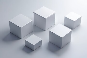 Top View White Cubes Layout