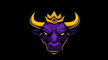 Purple Bull Mascot on Black