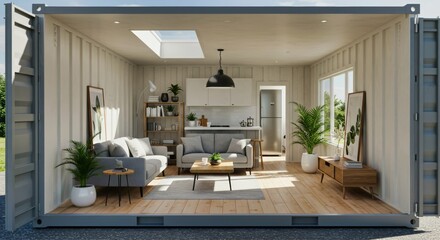Moderno apartamento en contenedor marítimo con diseño minimalista