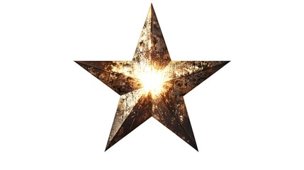 Obraz premium Rustic, metallic star with a glowing center. Grunge texture and warm light create a captivating image, perfect for design projects.
