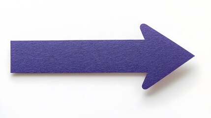 A vibrant purple arrow points right, isolated on a white background.  Perfect for directional indicators, presentations, or design elements.