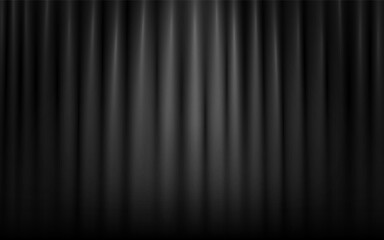 Curtain black background with elegant folds and soft shadows. Luxury design for stage, theater, fashion or award design. Wavy silk template. Vector illustration.