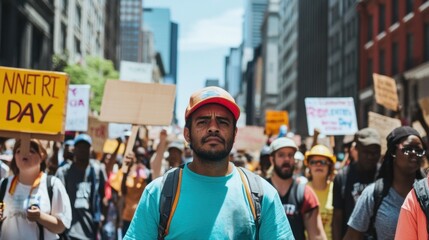 International Workers' Day Protest: A diverse crowd advocating for rights