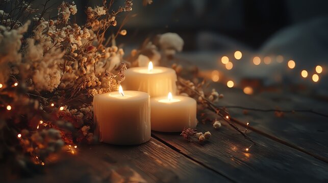 Candles softly glowing illuminating the space abstract warm remembrance occasion festive