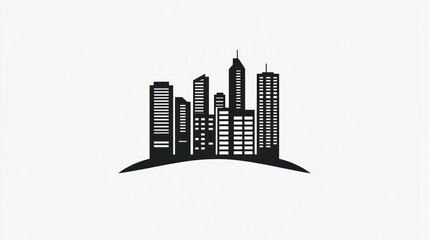 Fototapeta premium City Skyline Silhouette on Plain Background