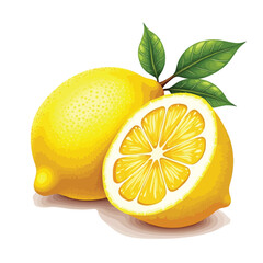 Fresh lemons illustration for sale healthy citrus fruit drawing vibrant yellow color realistic lemon artwork image