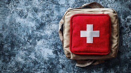 First-aid kit on textured background, preparedness
