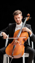 Fototapeta premium Cellist immersed in passionate musical performance