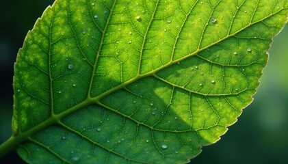 Obraz premium Nature's intricate leaf vein network showing repetitive branching , green, botany