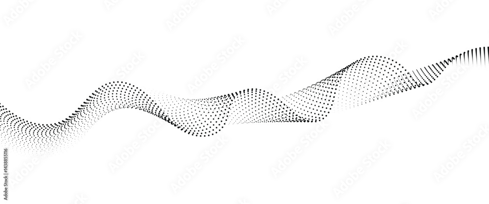 Fototapete flowing dot wave halftone gradient pattern on transparent background