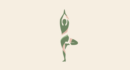 Creative yoga tree pose illustration on light background a wellness concept for mindfulness and healthy lifestyle promotion