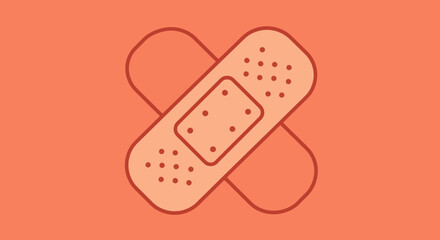 Cross bandage illustration on salmon background for first aid and healthcare needs