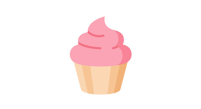 Delicious pink cupcake with swirl frosting perfect for sweet treats and dessert illustrations