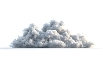 Isolated realistic 3D render of a large cumulus cloud formation, perfect for compositing or adding to digital designs.  White background.