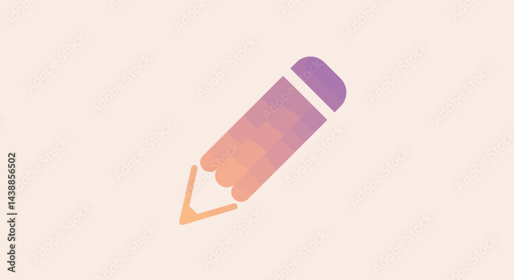 Poster gradient pencil icon on soft background for creative projects and design resources offers a simple a