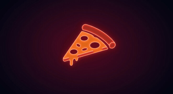 Neon pizza slice glowing on a dark background perfect for restaurant promotion and digital marketing a modern and vibrant food illustration