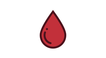 Fototapeta premium Red blood drop icon with dark brown stroke on white background for medical concept