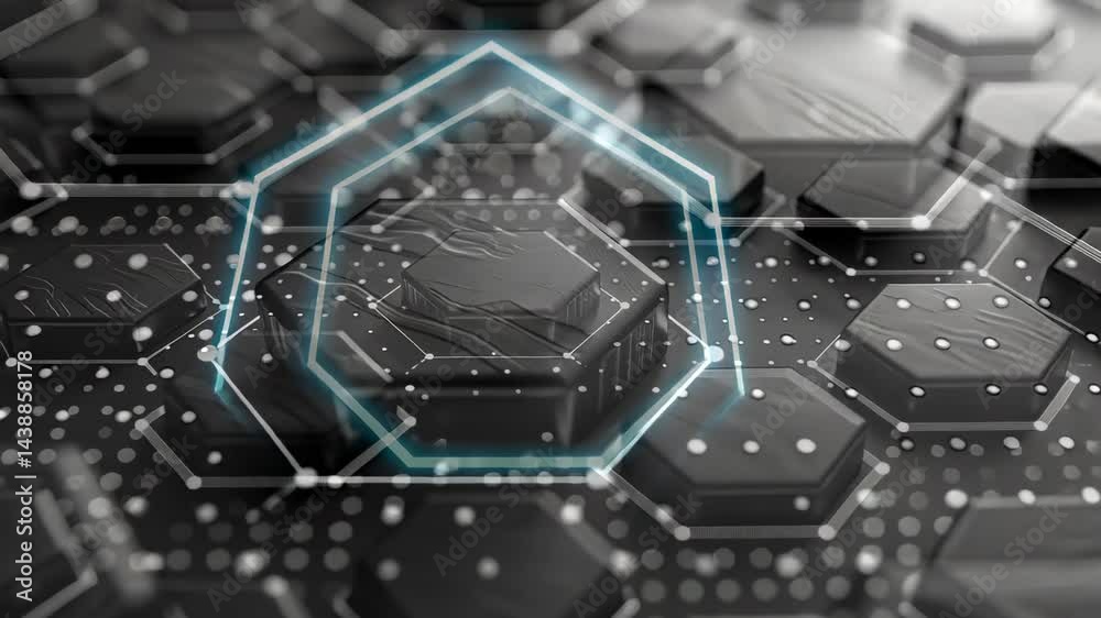 Sticker abstract hexagon network: digital technology concept