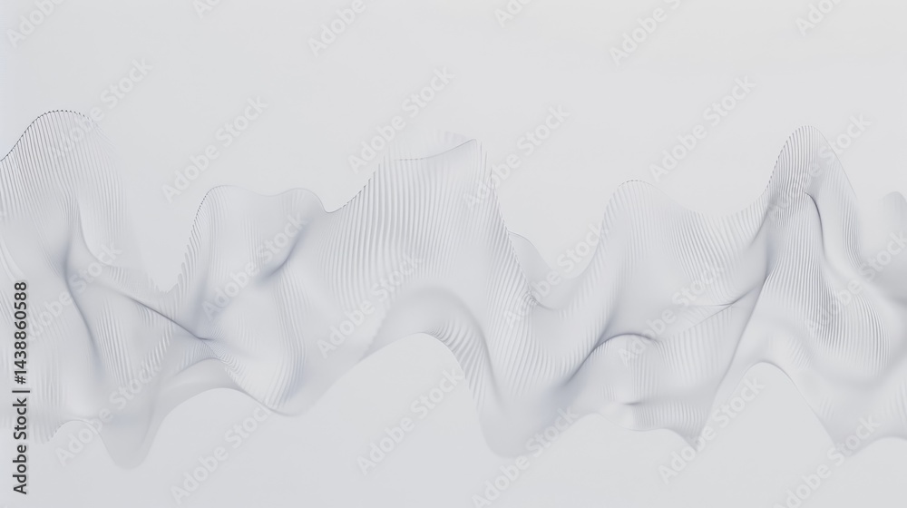 Poster abstract white flowing waves resembling fabric. background image of 3d rendering art with wavy textu