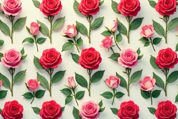 Fototapeta premium Small scale repeating rosebud motif, muted tones, pattern, background pattern, background