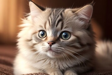 Realistic Image of Grey Tabby Kitten Close-Up Portrait for Cat Day Design