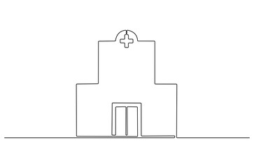 Continuous one line drawing of Hospital. Single line drawing illustration of Hospital building construction. Medical healthcare concept vector art. Doodle line illustration.