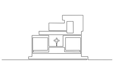 Continuous one line drawing of Hospital. Single line drawing illustration of Hospital building construction. Medical healthcare concept vector art. Doodle line illustration.