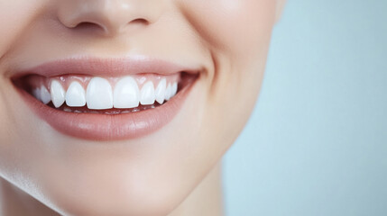 Fototapeta premium Bright smile close-up for european dental care promotion