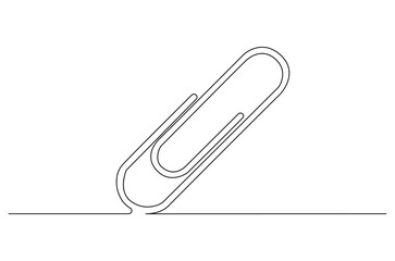 Continuous one line drawing of Paper clip. Single line drawing illustration of Metal paper clip. Realistic paper clip concept vector art. Doodle line illustration.
