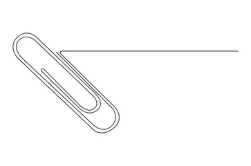 Continuous one line drawing of Paper clip. Single line drawing illustration of Metal paper clip. Realistic paper clip concept vector art. Doodle line illustration.