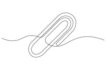 Obraz premium Continuous one line drawing of Paper clip. Single line drawing illustration of Metal paper clip. Realistic paper clip concept vector art. Doodle line illustration.