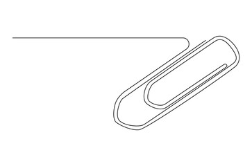 Obraz premium Continuous one line drawing of Paper clip. Single line drawing illustration of Metal paper clip. Realistic paper clip concept vector art. Doodle line illustration.