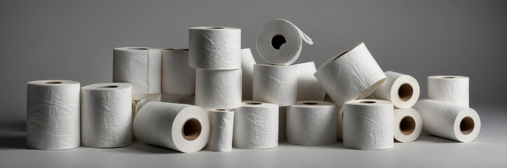WC. White toilet paper rolls, personality lavatory hygienic.