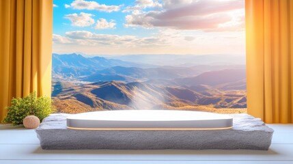 Scenic Mountain View from Modern Minimalist Interior Space