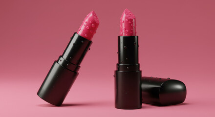 Fototapeta premium Dewy Rose: Lipstick Duo with a Fresh, Hydrated Look - Beauty, Cosmetics, Makeup, Glamour, Pink Tones
