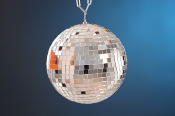 Obraz premium Shiny disco ball on blue gradient background
